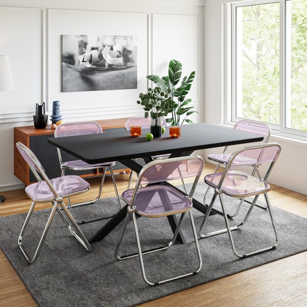 Leisuremod Rectangular 63 in W, 30 in L, Acrylic/Chrome/MDF/Metal, Magenta - LF19RTX63PU6