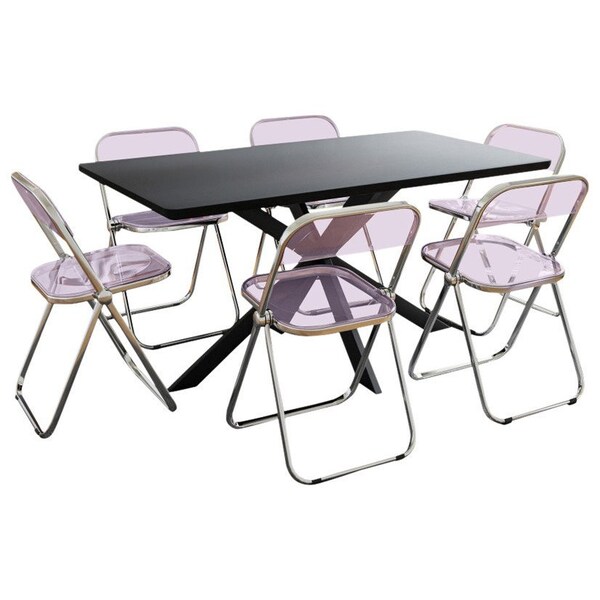 Leisuremod Rectangular 63 in W, 30 in L, Acrylic/Chrome/MDF/Metal, Magenta - LF19RTX63PU6
