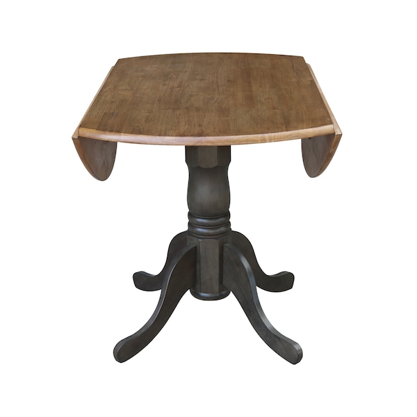 International Concepts Round 42 in Round Dual Drop Leaf Pedestal Table, Hickory/Washed Coal, 42 in W, 42 in L, 29.5 in H - T45-42DP