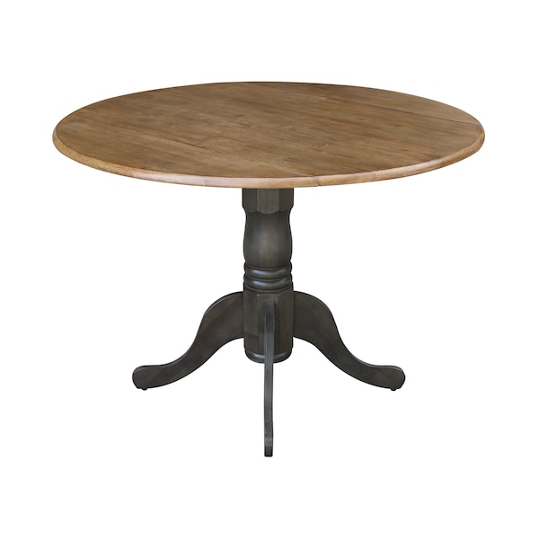 International Concepts Round 42 in Round Dual Drop Leaf Pedestal Table, Hickory/Washed Coal, 42 in W, 42 in L, 29.5 in H - T45-42DP