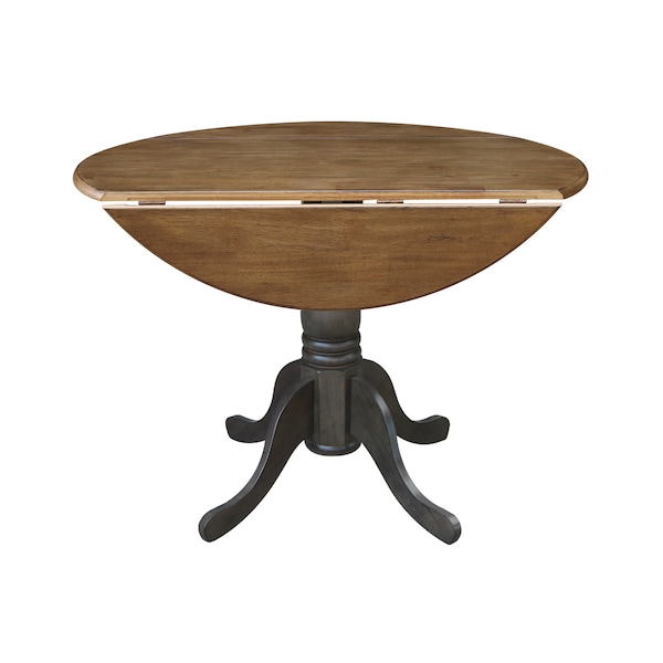 International Concepts Round 42 in Round Dual Drop Leaf Pedestal Table, Hickory/Washed Coal, 42 in W, 42 in L, 29.5 in H - T45-42DP