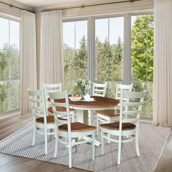 Whitewood Industries Rectangular Extension Dining Table W/ 6 Chairs, 36 in W, 30.1 in L, 48 in H, Parawood, 6 - K79-36RXT-23B-C617-6