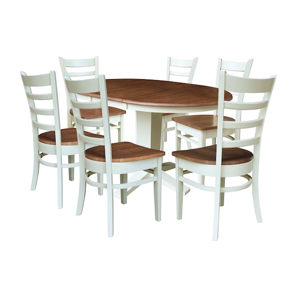 Whitewood Industries Rectangular Extension Dining Table W/ 6 Chairs, 36 in W, 30.1 in L, 48 in H, Parawood, 6 - K79-36RXT-23B-C617-6