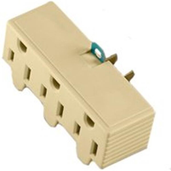 Eaton Wiring Devices Cooper Wiring 1219V-BOX 3 Outlet 2 Wire Gnd Adapter; Ivory - 6116040