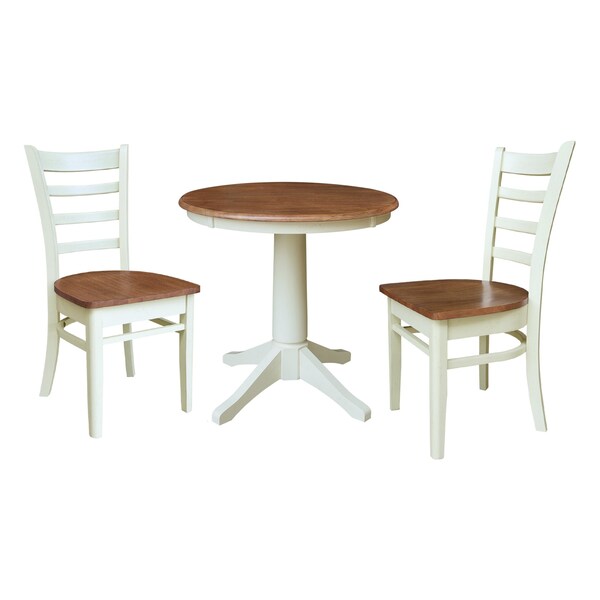 Whitewood Industries Rectangular Fixed Top Table W/ 2 Chairs, 30 in W, 29.9 in L, 30 in H, Parawood, Hickory/Shell - K79-30RT-27B-C617-2