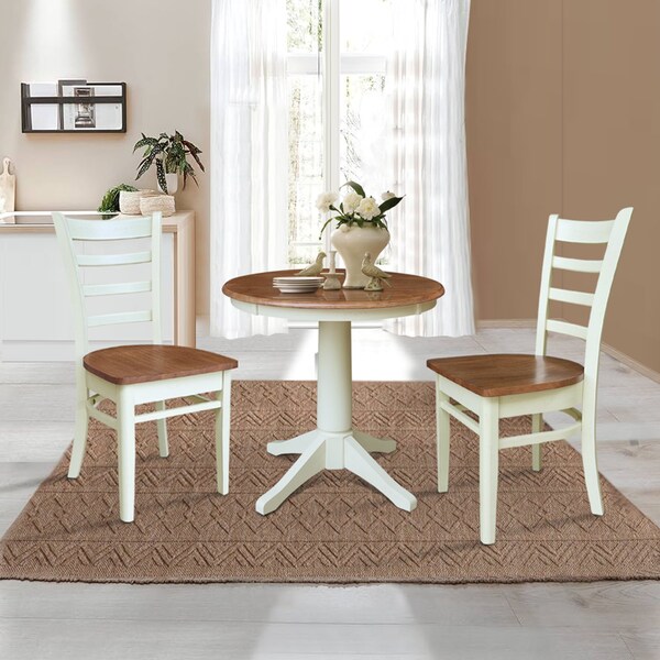 Whitewood Industries Rectangular Fixed Top Table W/ 2 Chairs, 30 in W, 29.9 in L, 30 in H, Parawood, Hickory/Shell - K79-30RT-27B-C617-2