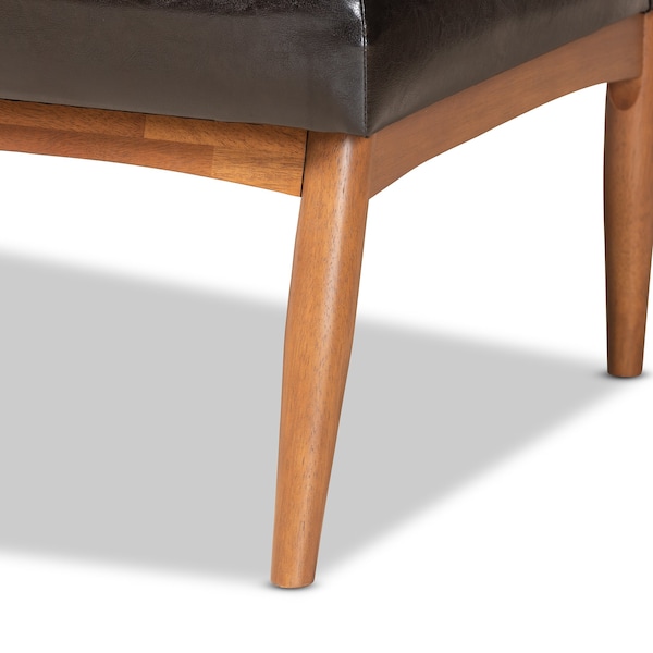 Baxton Studio Daymond Mid-Century Dark Brown Faux Leather and Walnut Brown Finished Wood 5-PC Dining Nook Set - 186-11349-11350-11351-9305-ZORO