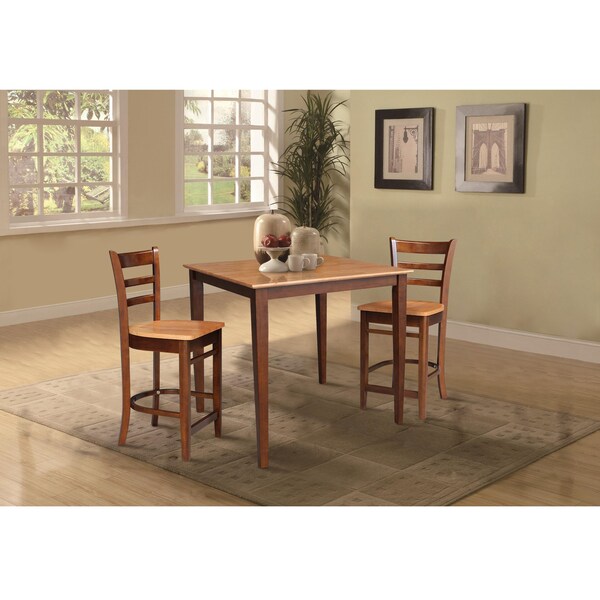 International Concepts 36 in. x 36 in. Counter Height Table with 2 Emily Counter Height Stools - 3 Piece Set - K58-3636-S6172-2