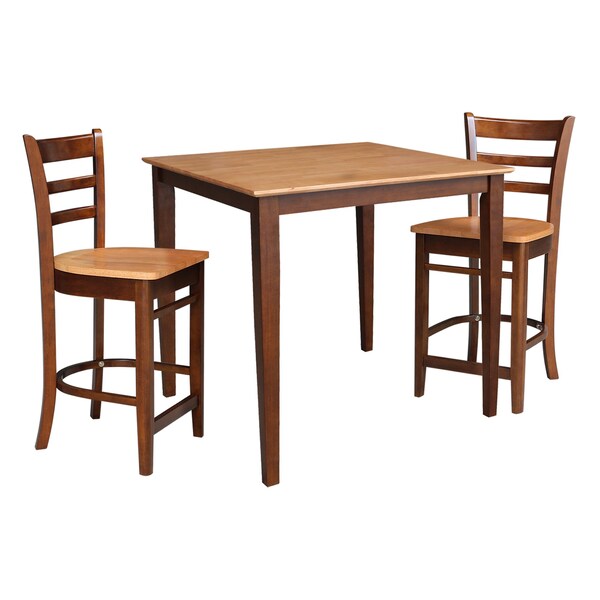 International Concepts 36 in. x 36 in. Counter Height Table with 2 Emily Counter Height Stools - 3 Piece Set - K58-3636-S6172-2