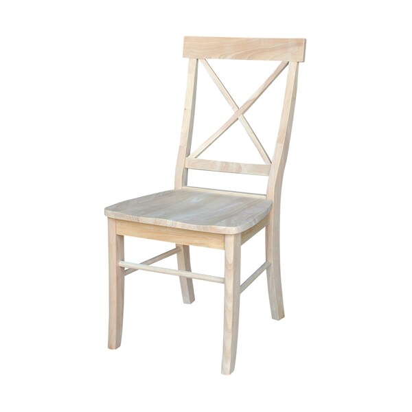 International Concepts 36 in. Solid Wood Round Top Pedestal Dining Table with 4 Chairs, Unfinished - K-36RT-23B-C613-4