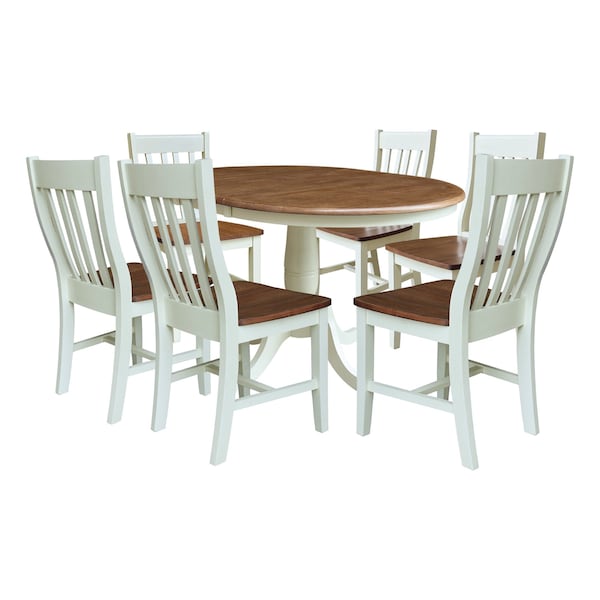 Whitewood Industries Rectangular Extension Dining Table W/ 6 Chairs, 36 in W, 29.3 in L, 48 in H, Parawood, 7 - K79-36RXT-C61-6