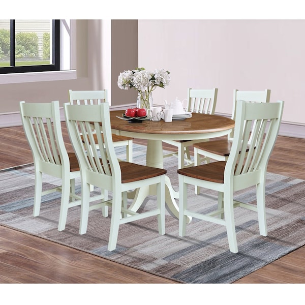 Whitewood Industries Rectangular Extension Dining Table W/ 6 Chairs, 36 in W, 29.3 in L, 48 in H, Parawood, 7 - K79-36RXT-C61-6