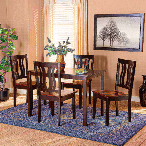 Baxton Studio Zamira Modern Two-Tone Dark Brown and Walnut Brown Finished Wood 5-PC Dining Set - 177-11380-8026-ZORO