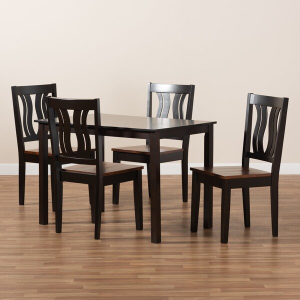 Baxton Studio Zamira Modern Two-Tone Dark Brown and Walnut Brown Finished Wood 5-PC Dining Set - 177-11380-8026-ZORO