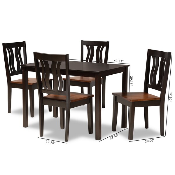 Baxton Studio Zamira Modern Two-Tone Dark Brown and Walnut Brown Finished Wood 5-PC Dining Set - 177-11380-8026-ZORO