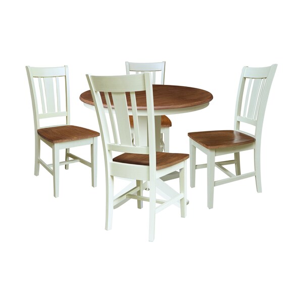 Whitewood Industries Rectangular Extension Dining Table W/ 4 Chairs, 36 in W, 30.1 in L, 48 in H, Parawood, 5 - K79-36RXT-23B-C10-4