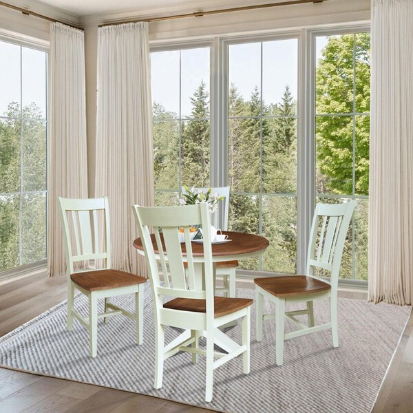 Whitewood Industries Rectangular Extension Dining Table W/ 4 Chairs, 36 in W, 30.1 in L, 48 in H, Parawood, 5 - K79-36RXT-23B-C10-4