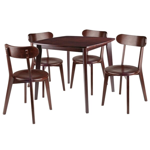 Winsome Wood Pauline Table Set with Chairs, Walnut - 5 Piece - 94504