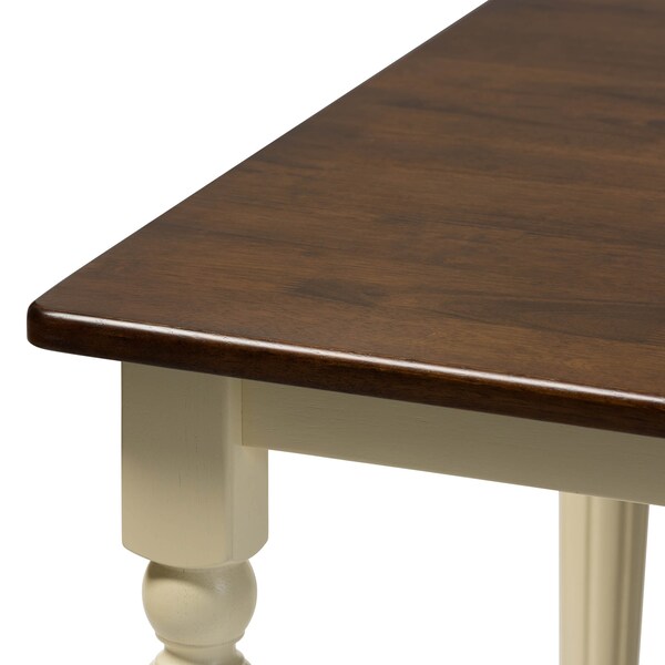Baxton Studio Napoleon Buttermilk and "Cherry" Brown Finishing Wood Dining Table - 126-6943