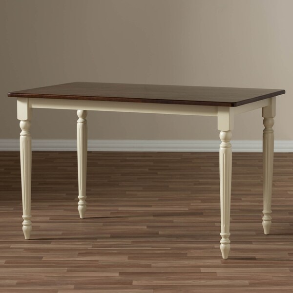 Baxton Studio Napoleon Buttermilk and "Cherry" Brown Finishing Wood Dining Table - 126-6943