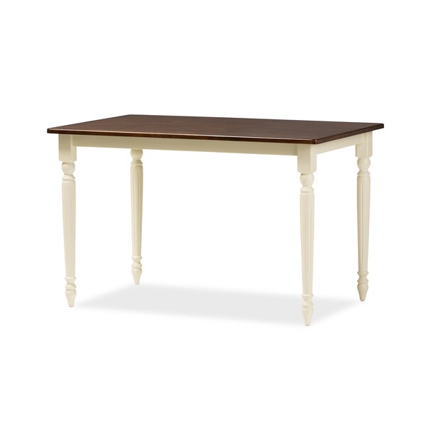 Baxton Studio Napoleon Buttermilk and "Cherry" Brown Finishing Wood Dining Table - 126-6943