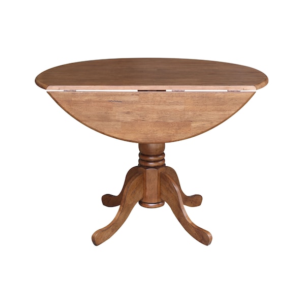 International Concepts Round 42 in Round Dual Drop Leaf Pedestal Table, Distressed Oak, 42 in W, 42 in L, 29.5 in H, Wood - T42-42DP