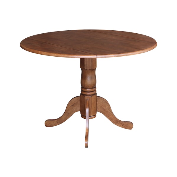International Concepts Round 42 in Round Dual Drop Leaf Pedestal Table, Distressed Oak, 42 in W, 42 in L, 29.5 in H, Wood - T42-42DP