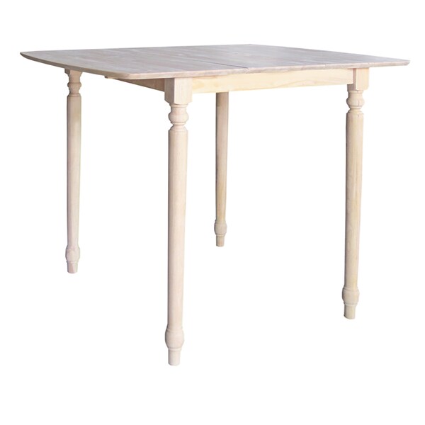 International Concepts Square Table with Butterfly Extension, Unfinished, 36 in W, 36 in L, 42 in H, Wood, Unfinished - K-T36X-342T