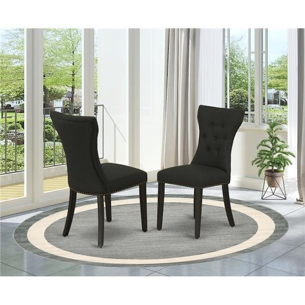 East West Furniture East West Furniture GAP1T24 Gallatin Parson Chair with Blacked Leg & Black Fabric - Set of 2 - GAP1T24