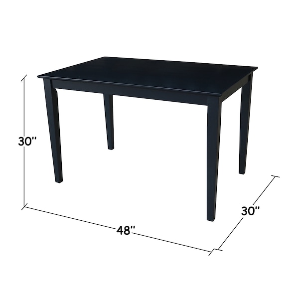 International Concepts Rectangle Solid Wood Top Table, Black, 48 in W, 30 in L, 30 in H, Wood, Black - K46-3048-30S