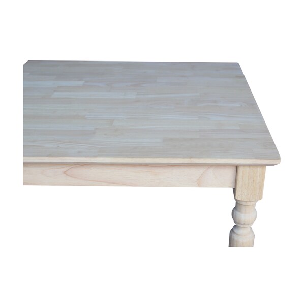 International Concepts Square Solid Wood Top Table, Turned Legs, Unfinished, 30 in W, 30 in L, 36 in H, Wood, Unfinished - K-3030-336T