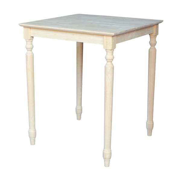 International Concepts Square Solid Wood Top Table, Turned Legs, Unfinished, 30 in W, 30 in L, 36 in H, Wood, Unfinished - K-3030-336T