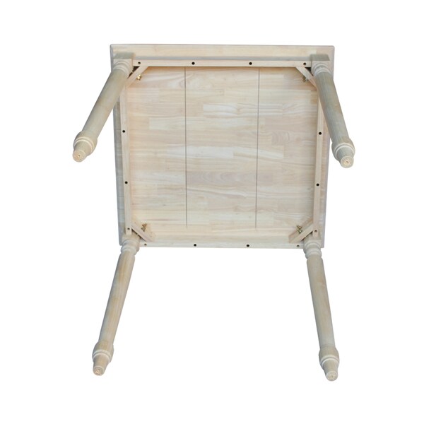 International Concepts Square Solid Wood Top Table, Turned Legs, Unfinished, 30 in W, 30 in L, 36 in H, Wood, Unfinished - K-3030-336T