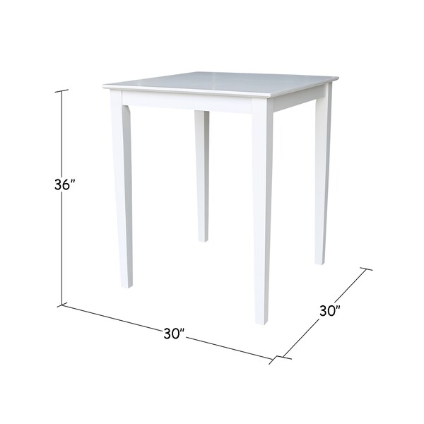 International Concepts Square Solid Wood Top Table, Counter Height, White, 30 in W, 30 in L, 36 in H, Wood, White - K08-3030-36S