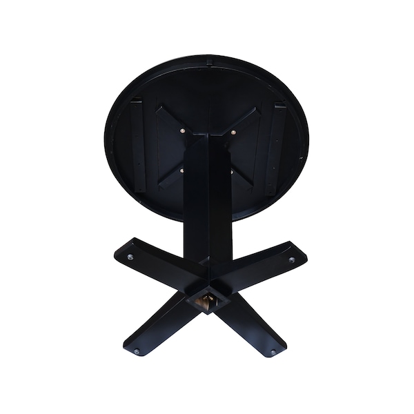 International Concepts 36 in. Solid Wood Round Top Pedestal Dining Table - 35.9 in. High, Black - K46-36RT-23B-36