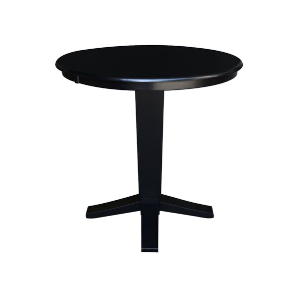 International Concepts 36 in. Solid Wood Round Top Pedestal Dining Table - 35.9 in. High, Black - K46-36RT-23B-36