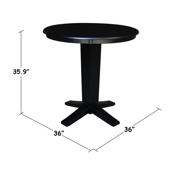 International Concepts 36 in. Solid Wood Round Top Pedestal Dining Table - 35.9 in. High, Black - K46-36RT-23B-36