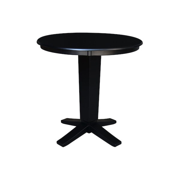 International Concepts 36 in. Solid Wood Round Top Pedestal Dining Table - 35.9 in. High, Black - K46-36RT-23B-36