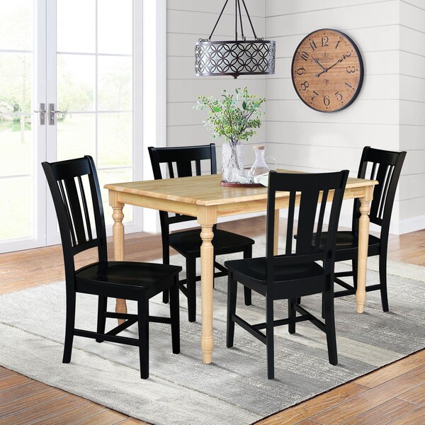 International Concepts 30 in. x 48 in. Solid Wood Dining Table with 4 Chairs - K01-3048-C46-10-4