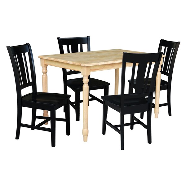 International Concepts 30 in. x 48 in. Solid Wood Dining Table with 4 Chairs - K01-3048-C46-10-4