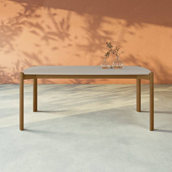 Manhattan Comfort Mid-Century Modern Gales 70.87 Dining Table with Solid Wood Legs in Greige - DT-79620-OW