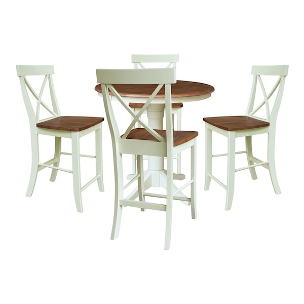 Whitewood Industries Rectangular Extension Dining Table W/ 4 Counter Height Stools, 36 in W, 30.1 in L, 48 in H, 5 - K79-36RXT-27-S6132-4