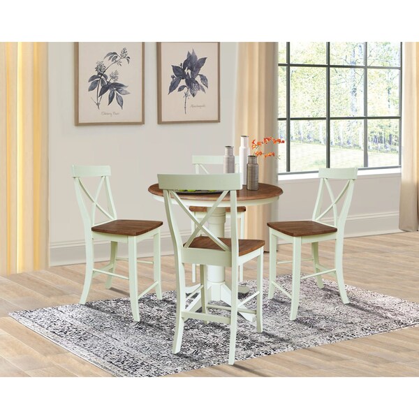 Whitewood Industries Rectangular Extension Dining Table W/ 4 Counter Height Stools, 36 in W, 30.1 in L, 48 in H, 5 - K79-36RXT-27-S6132-4