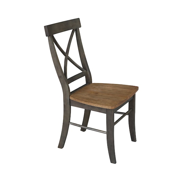 International Concepts 36 in. Solid Wood Square Dual Drop Leaf Dining Table with 4 Chairs in Hickory/Washed Coal - K45-36SDP-C613-4