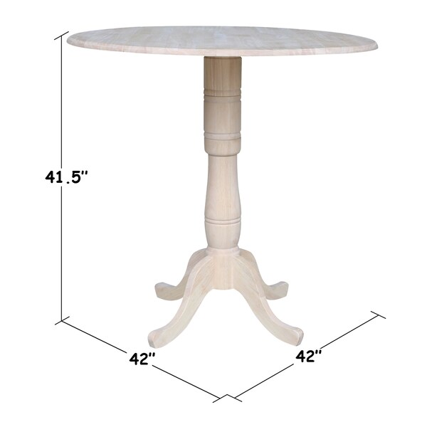 International Concepts Round 42 in Rd Dual Drop Leaf Pedestal Table, 41.5 inH, Unfinished, Ready to Finish, 42 in W, 42 in L - K-42DPT-6B-2