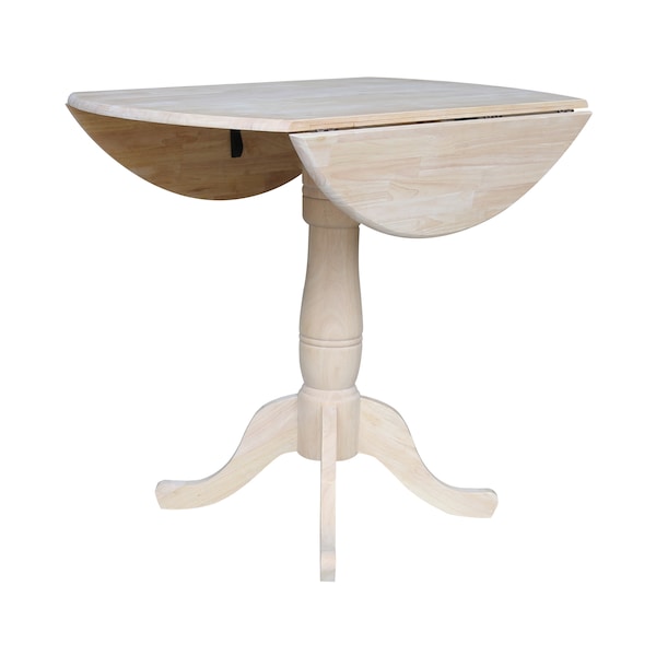 International Concepts Round 42 in Rd Dual Drop Leaf Pedestal Table, 41.5 inH, Unfinished, Ready to Finish, 42 in W, 42 in L - K-42DPT-6B-2