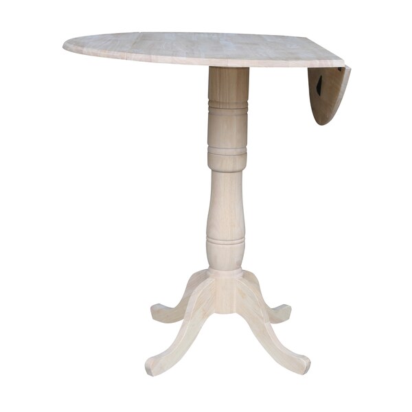 International Concepts Round 42 in Rd Dual Drop Leaf Pedestal Table, 41.5 inH, Unfinished, Ready to Finish, 42 in W, 42 in L - K-42DPT-6B-2