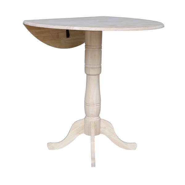 International Concepts Round 42 in Rd Dual Drop Leaf Pedestal Table, 41.5 inH, Unfinished, Ready to Finish, 42 in W, 42 in L - K-42DPT-6B-2