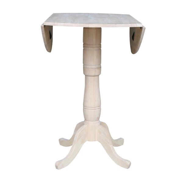 International Concepts Round 42 in Rd Dual Drop Leaf Pedestal Table, 41.5 inH, Unfinished, Ready to Finish, 42 in W, 42 in L - K-42DPT-6B-2
