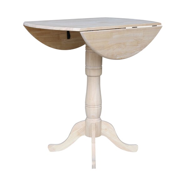 International Concepts Round 42 in Rd Dual Drop Leaf Pedestal Table, 41.5 inH, Unfinished, Ready to Finish, 42 in W, 42 in L - K-42DPT-6B-2